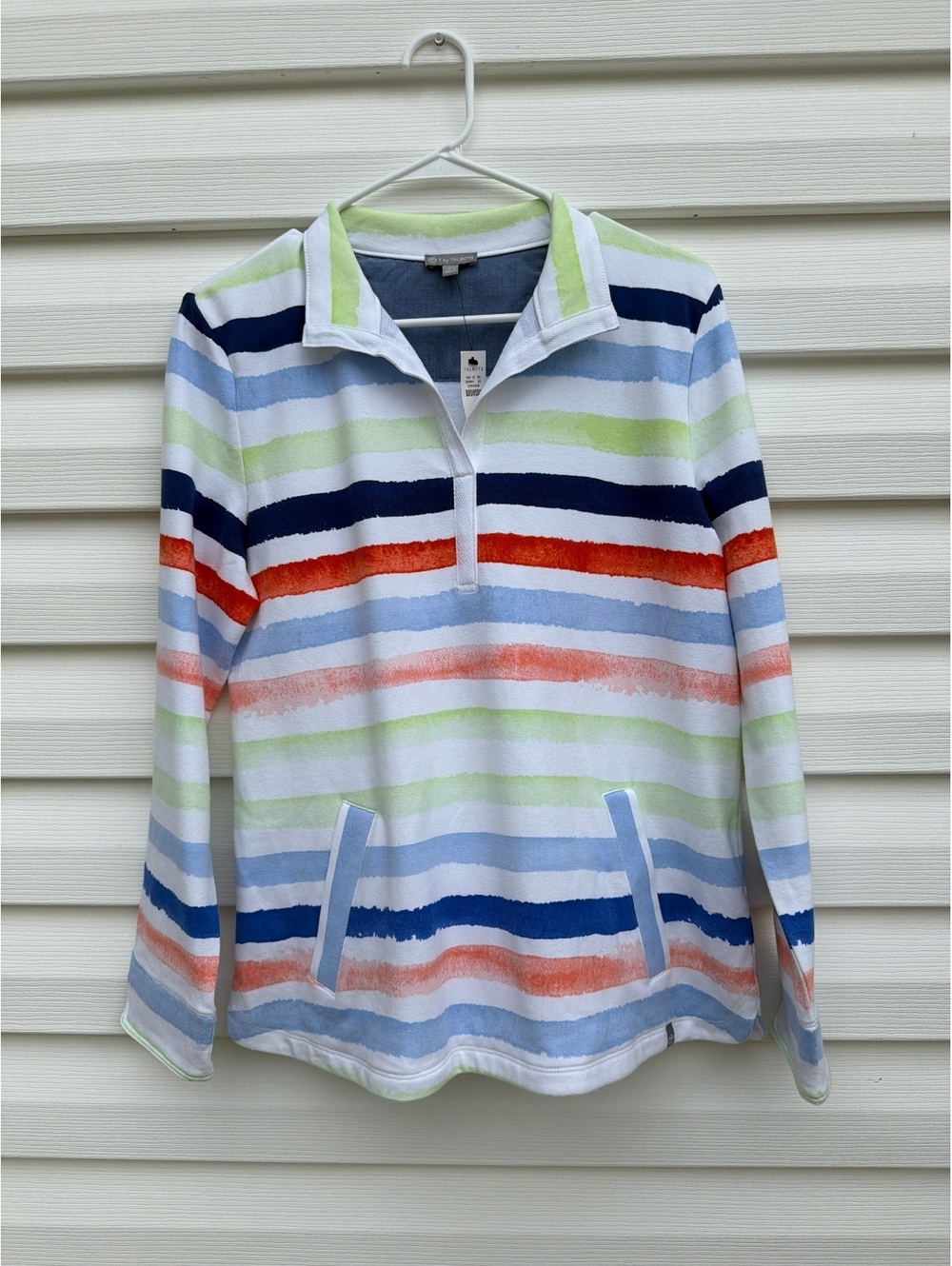 Talbots Women’s M Multicolor Striped Cotton 1/4 Zip Pullover NWT
